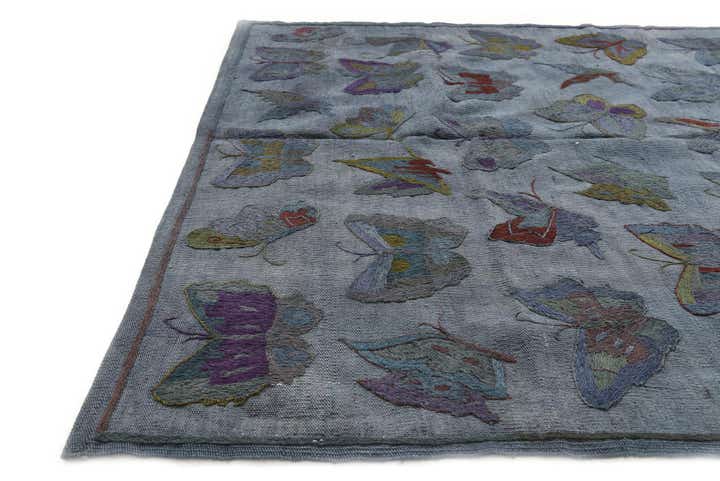 4' 7 x 6' 4 Hand Woven Kilim Suzani Wool Rug