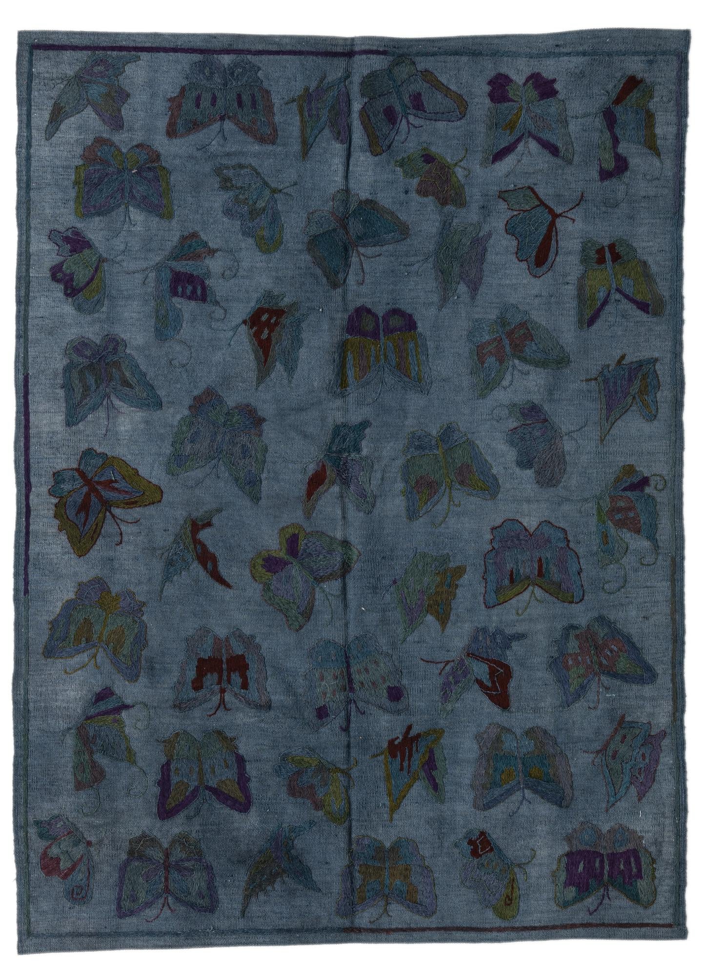 4' 7 x 6' 4 Hand Woven Kilim Suzani Wool Rug