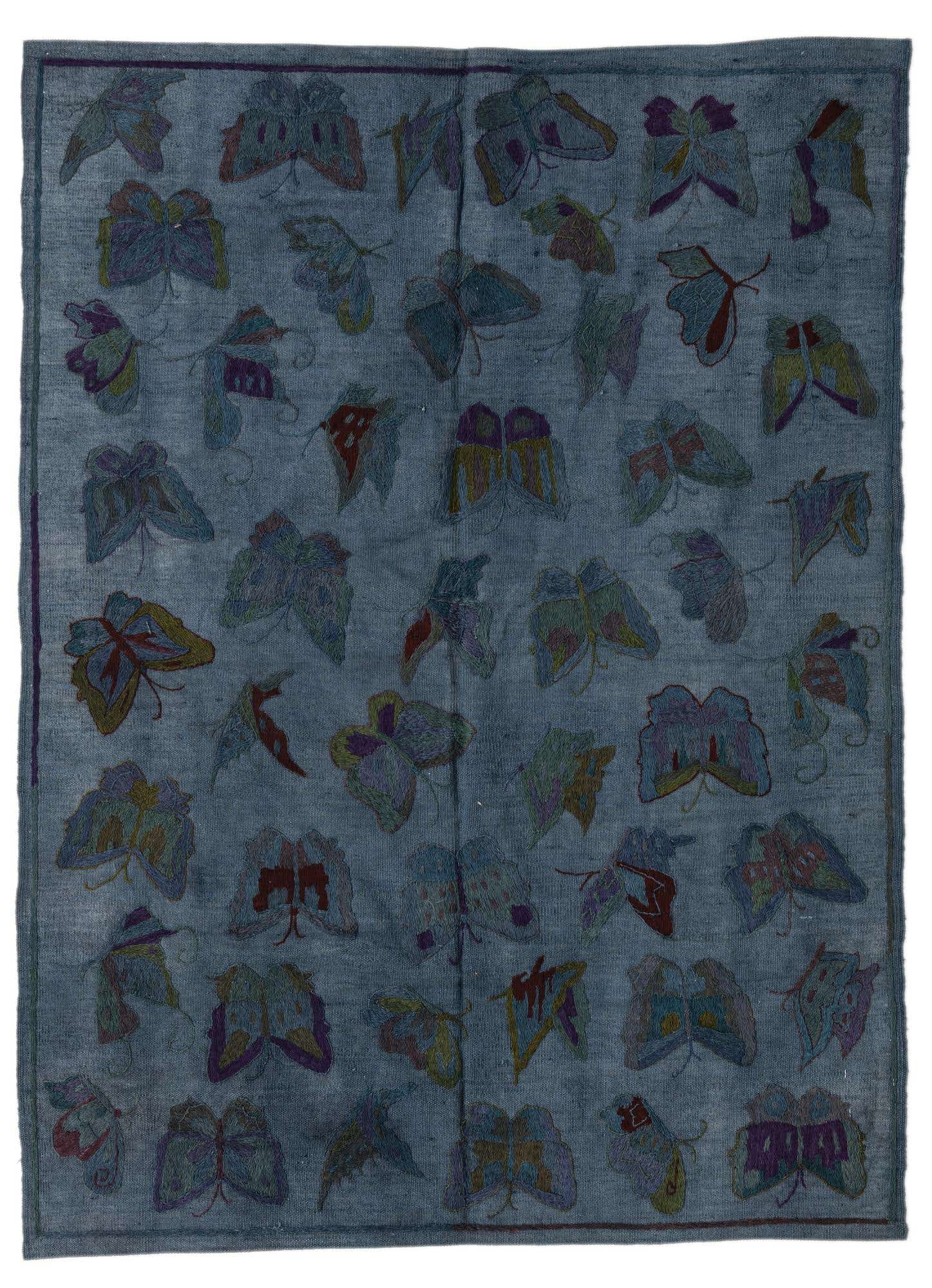 4' 7 x 6' 4 Hand Woven Kilim Suzani Wool Rug