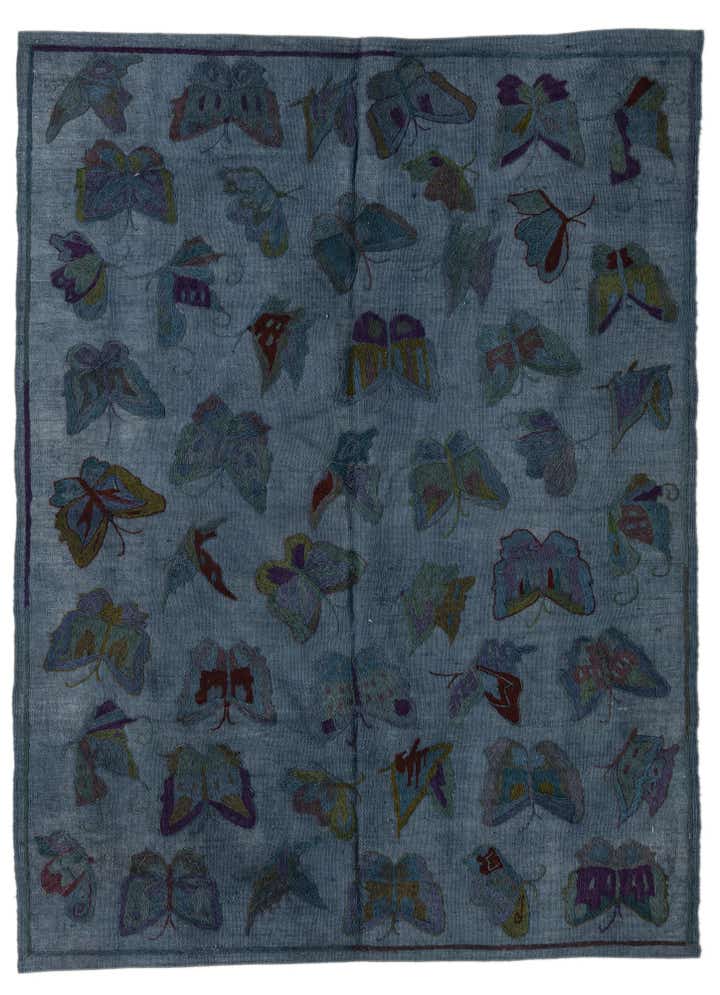 4' 7 x 6' 4 Hand Woven Kilim Suzani Wool Rug