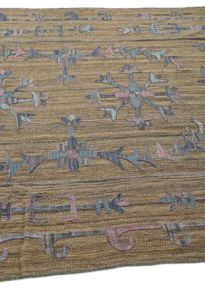 5' 7 x 7' 8 Hand Woven Kilim Suzani Wool Rug