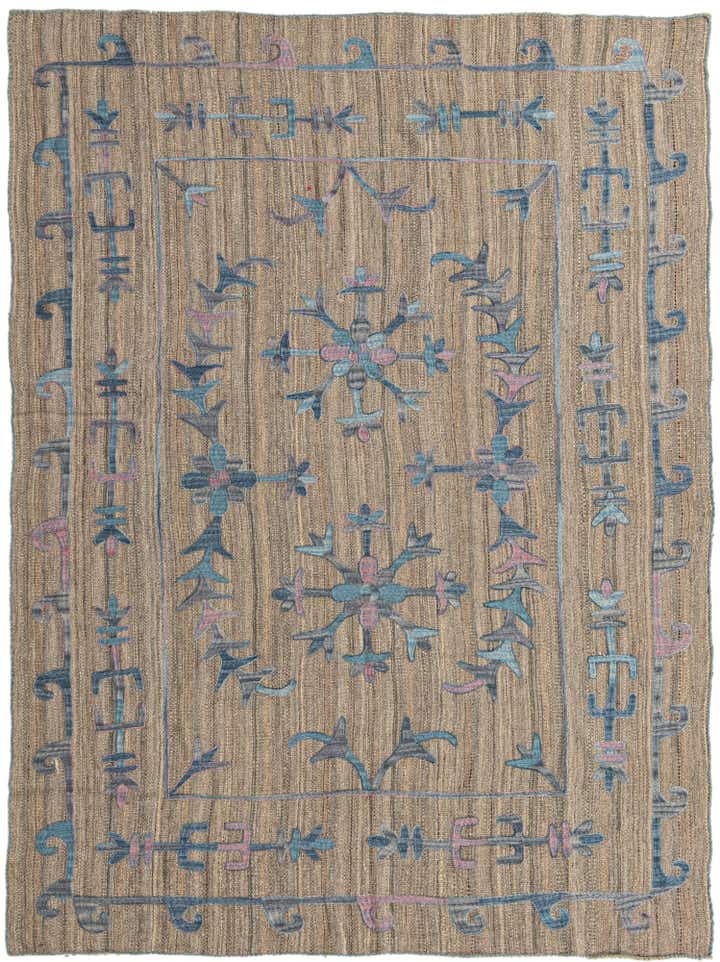 5' 7 x 7' 8 Hand Woven Kilim Suzani Wool Rug