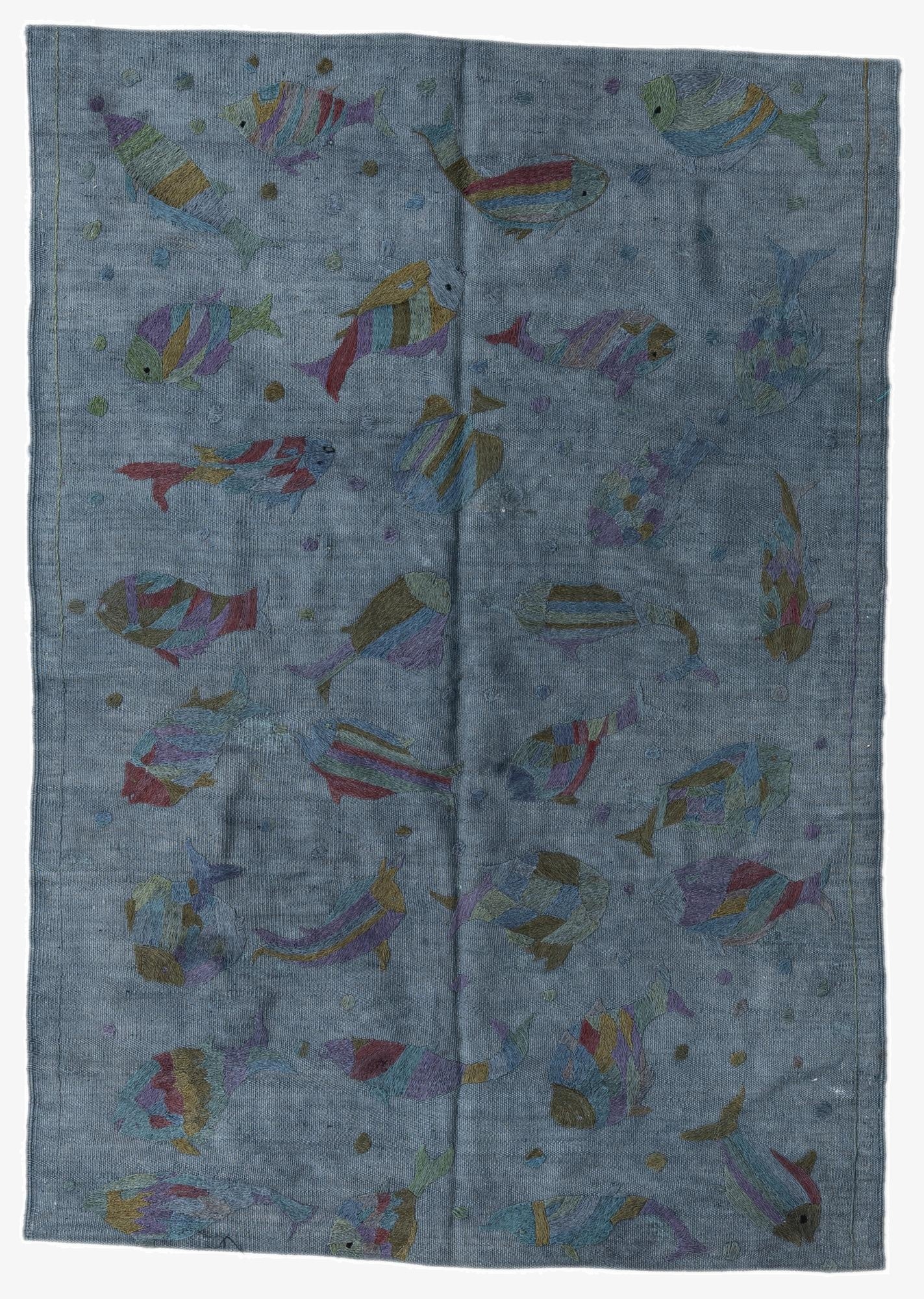 4' 1 x 5' 9  Hand Woven Kilim Suzani Wool Rug