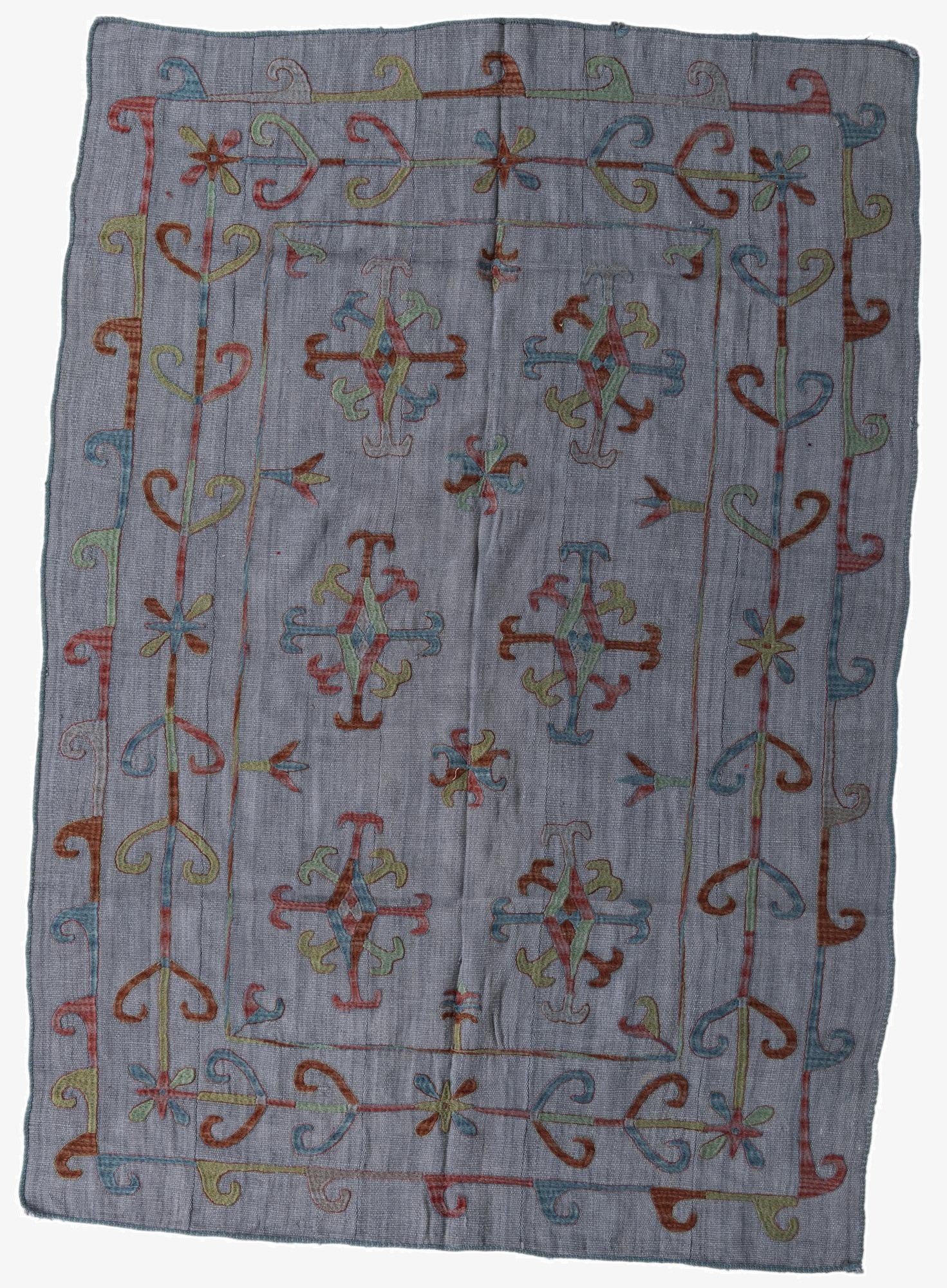 5' 5 x 7' 10  Hand Woven Kilim Suzani Wool Rug