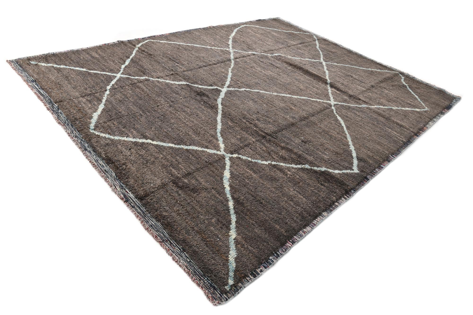 9' 1 x 11' 9 Hand Knotted Moroccan Wool Rug