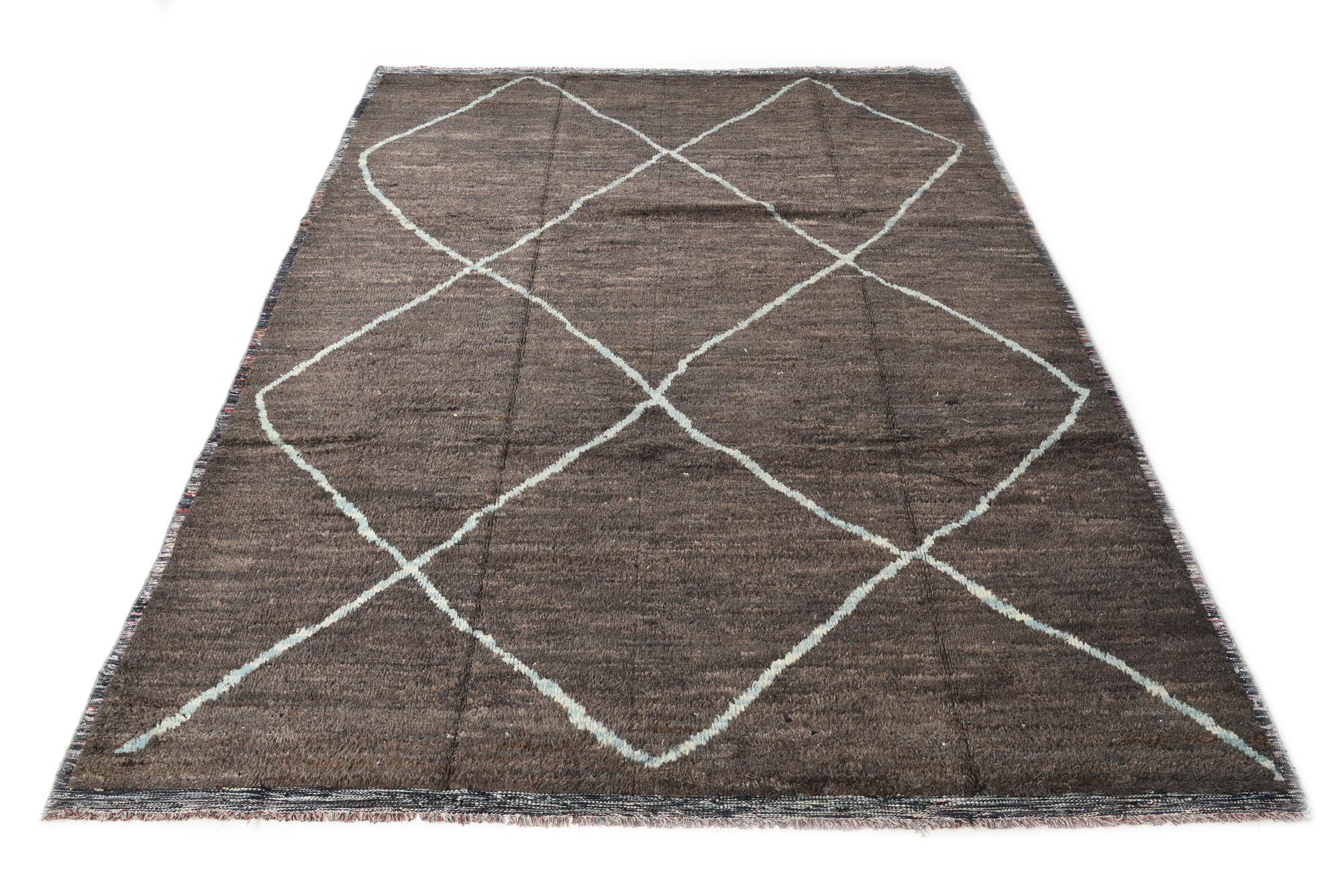 9' 1 x 11' 9 Hand Knotted Moroccan Wool Rug
