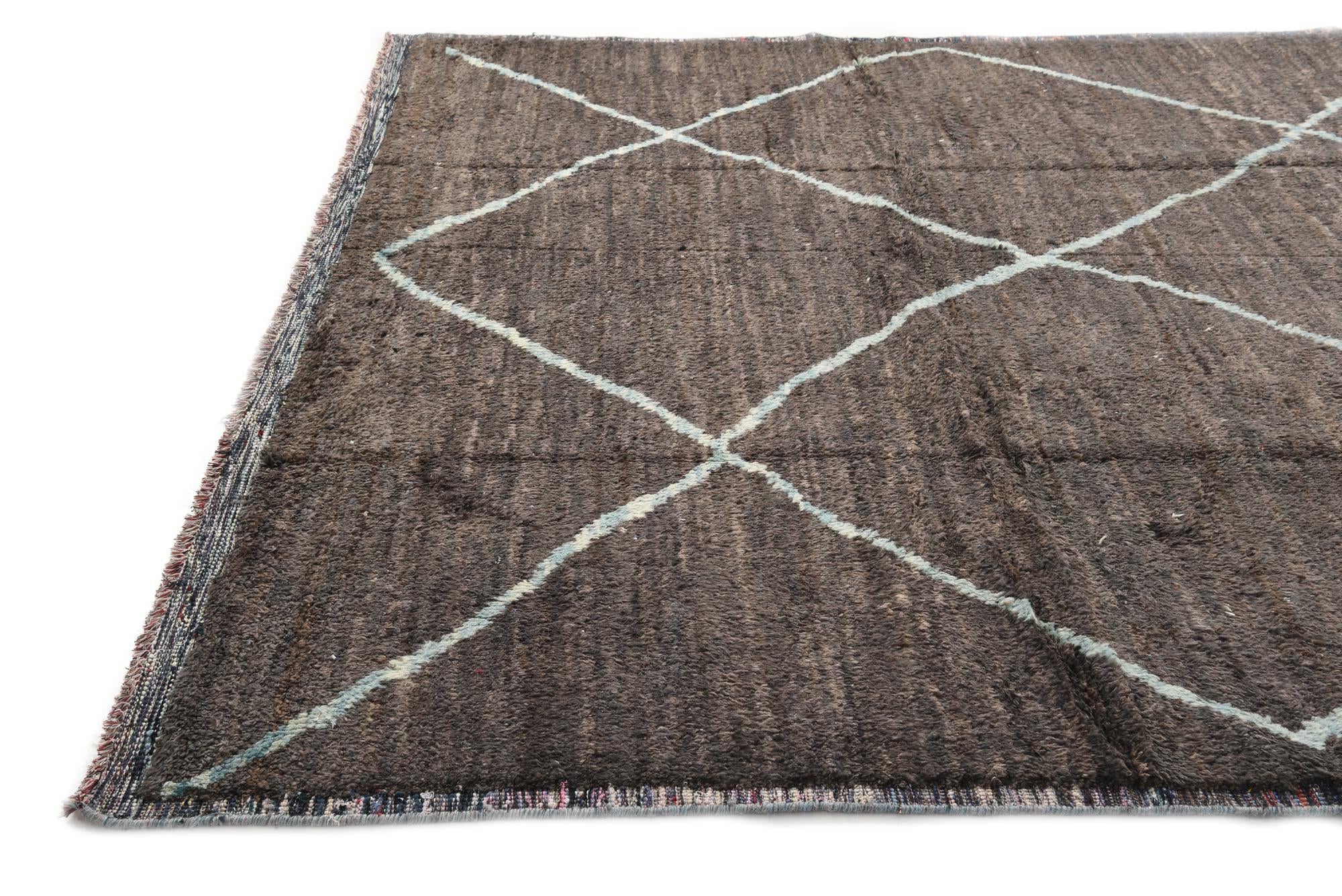 9' 1 x 11' 9 Hand Knotted Moroccan Wool Rug