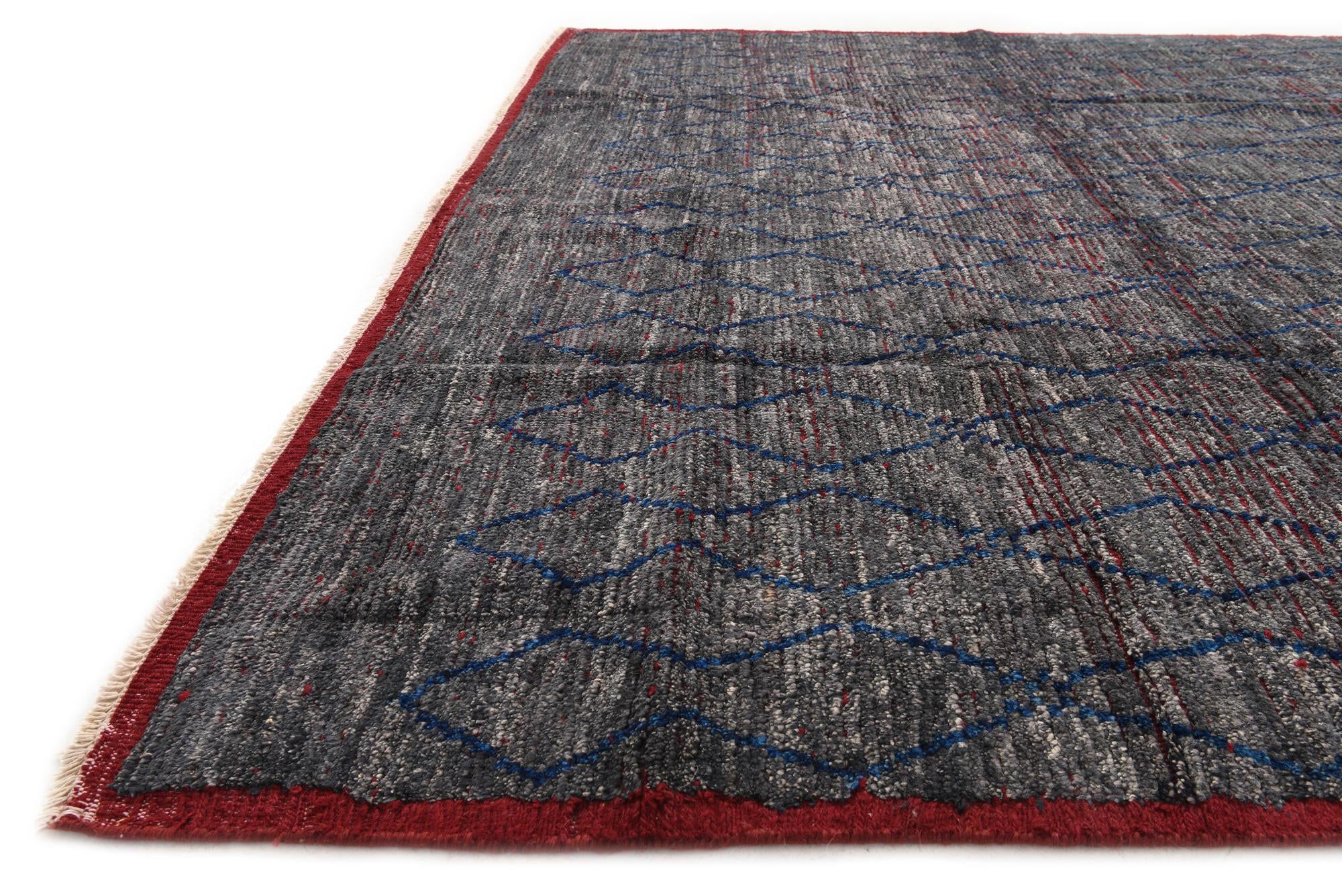 8' 1 x 11' Hand Knotted Moroccan Wool Rug