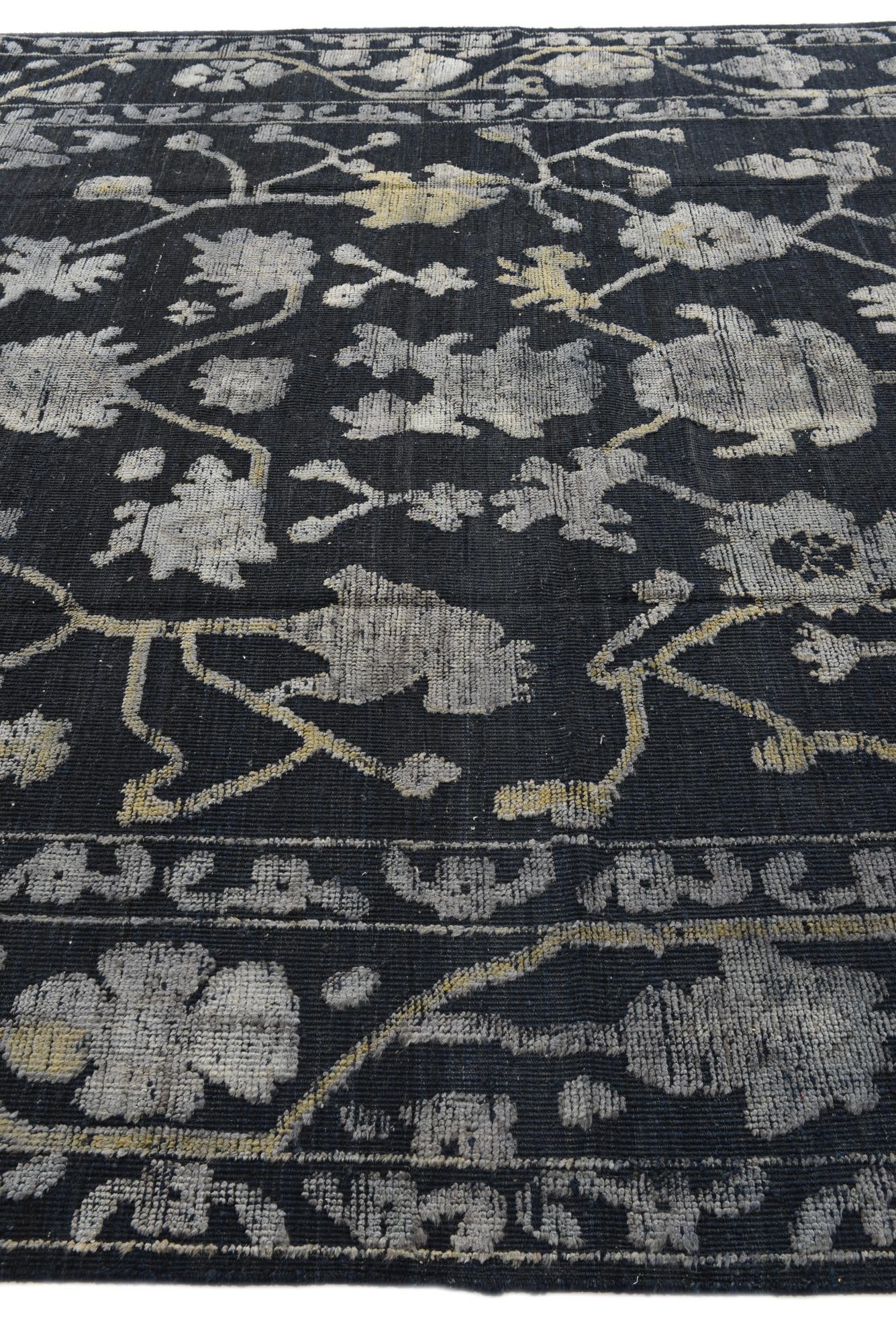 9' 2 x 12' 6 Hand Knotted Oushak Wool Rug