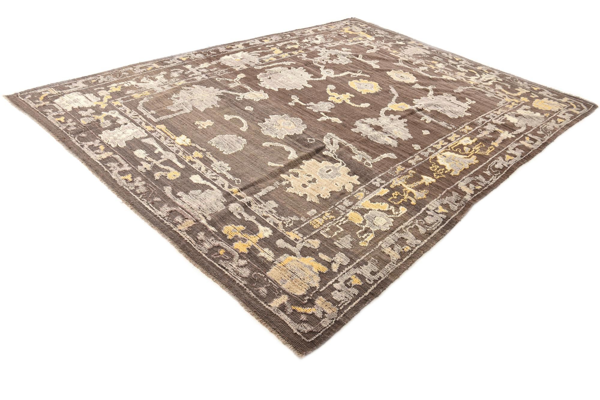 9' x 12' 3 Hand Knotted Oushak Wool Rug