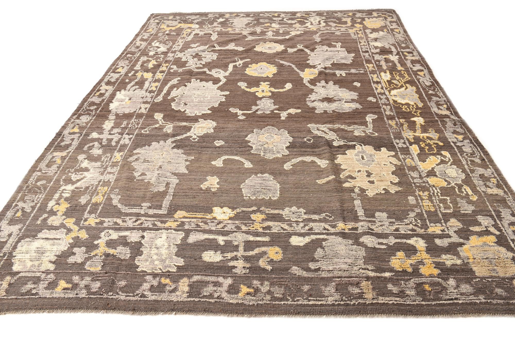 9' x 12' 3 Hand Knotted Oushak Wool Rug