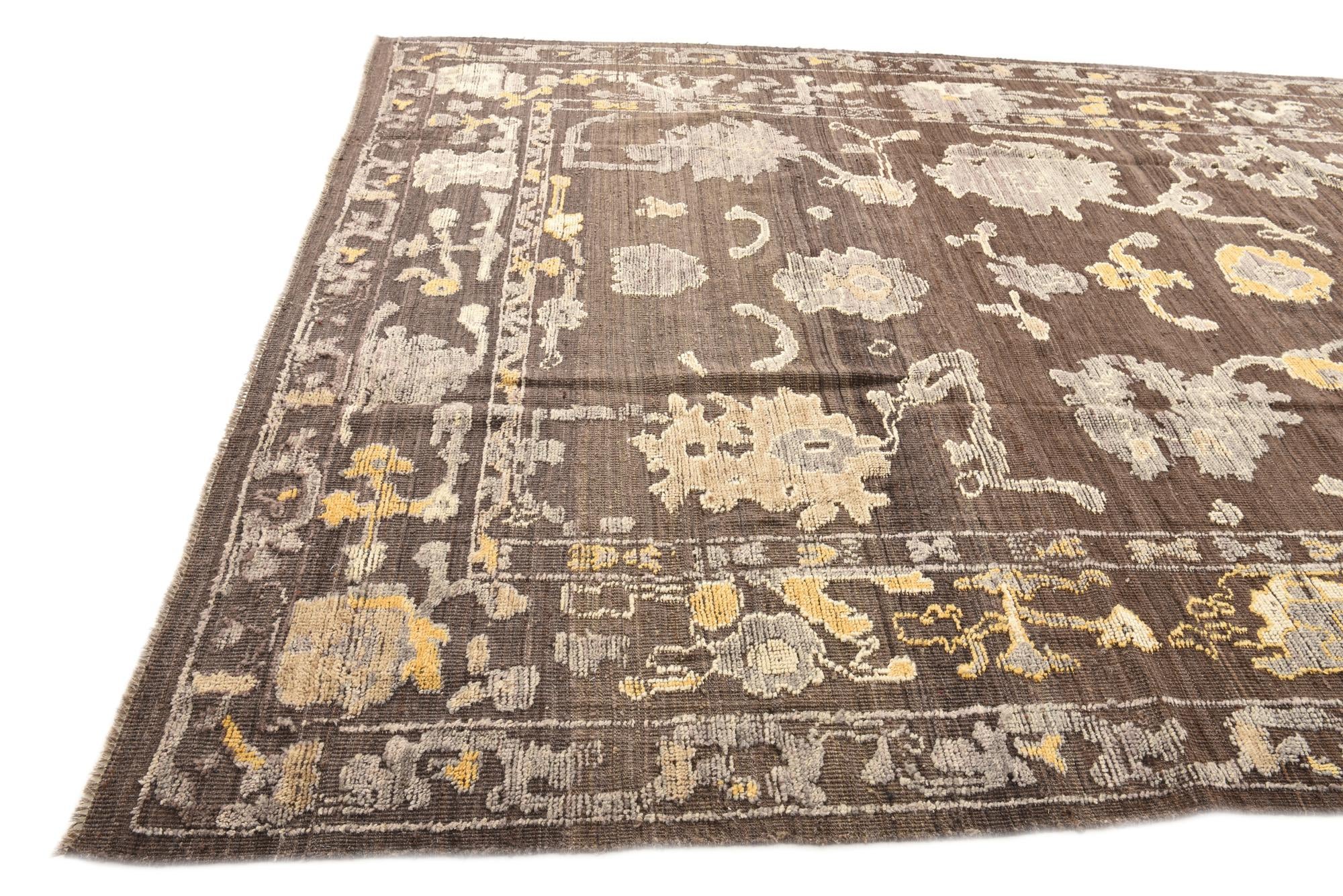 9' x 12' 3 Hand Knotted Oushak Wool Rug
