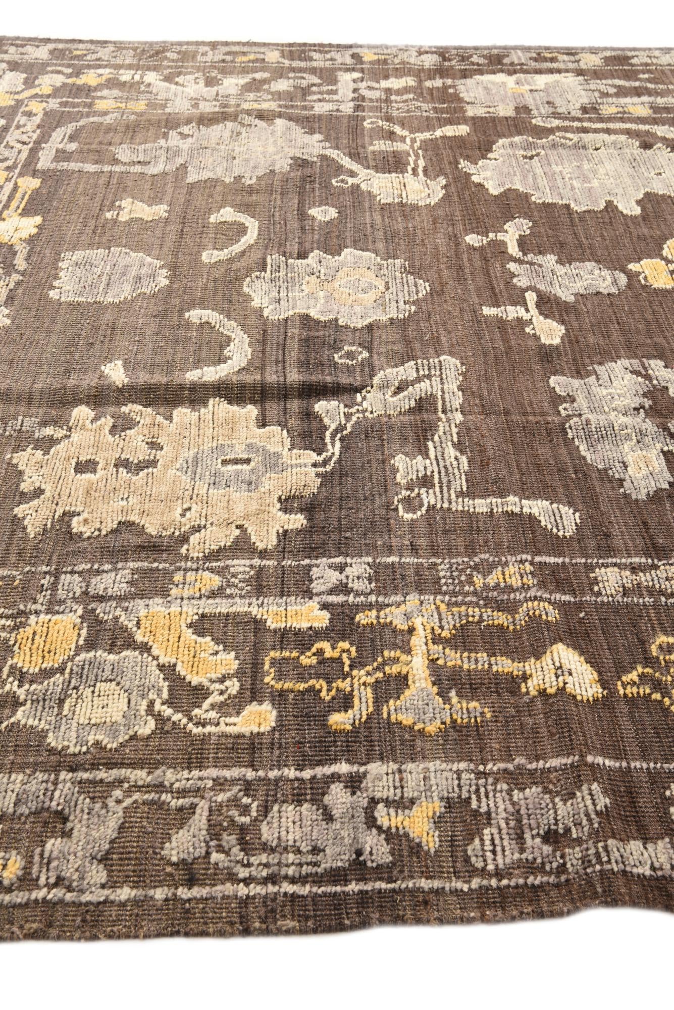 9' x 12' 3 Hand Knotted Oushak Wool Rug