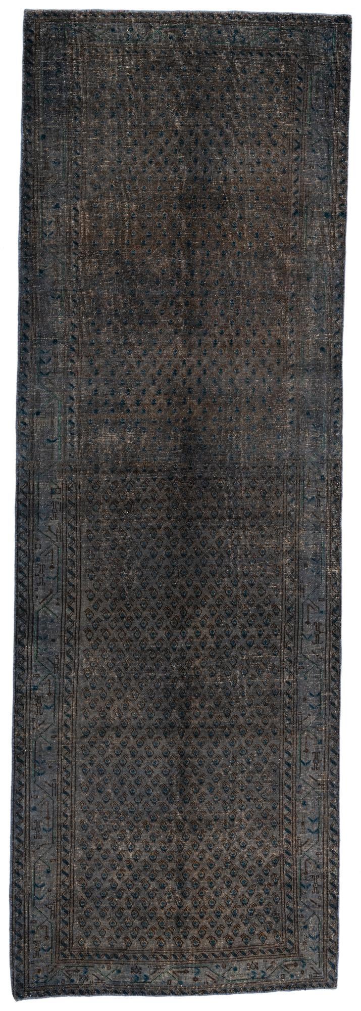 3' 7 x 10' 8 Hand Knotted Ultra Vintage Persian Wool Runner Rug