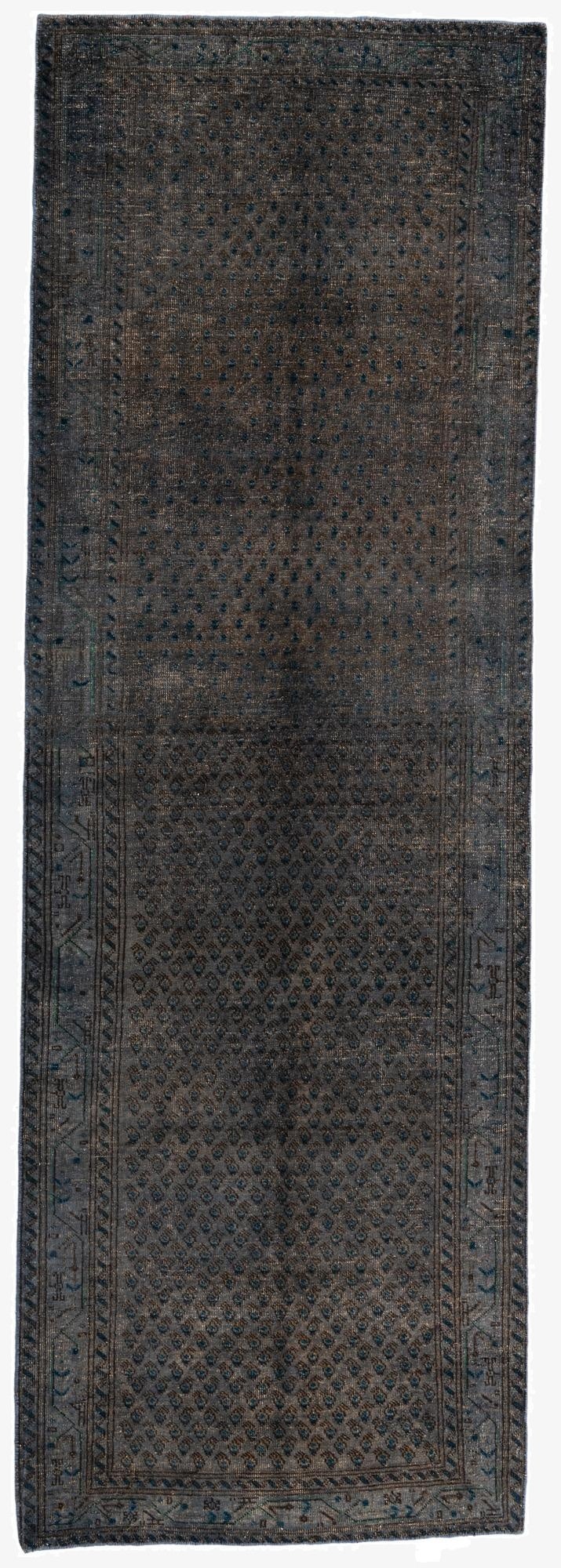 3' 7 x 10' 8  Hand Knotted Ultra Vintage Persian Wool Runner Rug