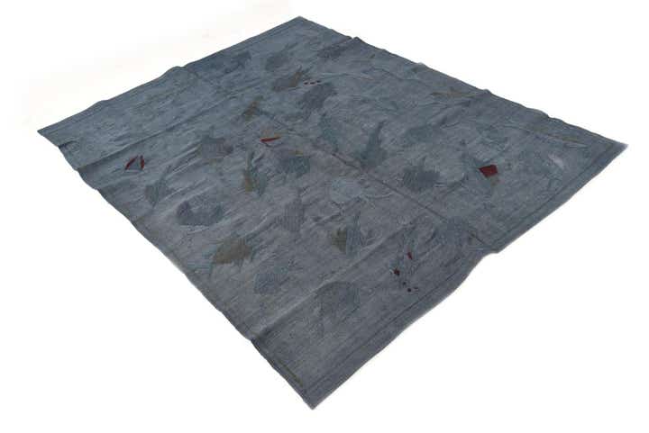 5' 1 x 6' 2 Hand Woven Kilim Suzani Wool Square Rug