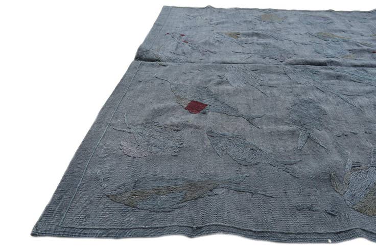 Detail image of 5' 1 x 6' 2 Hand Woven Kilim Suzani Wool Square Rug