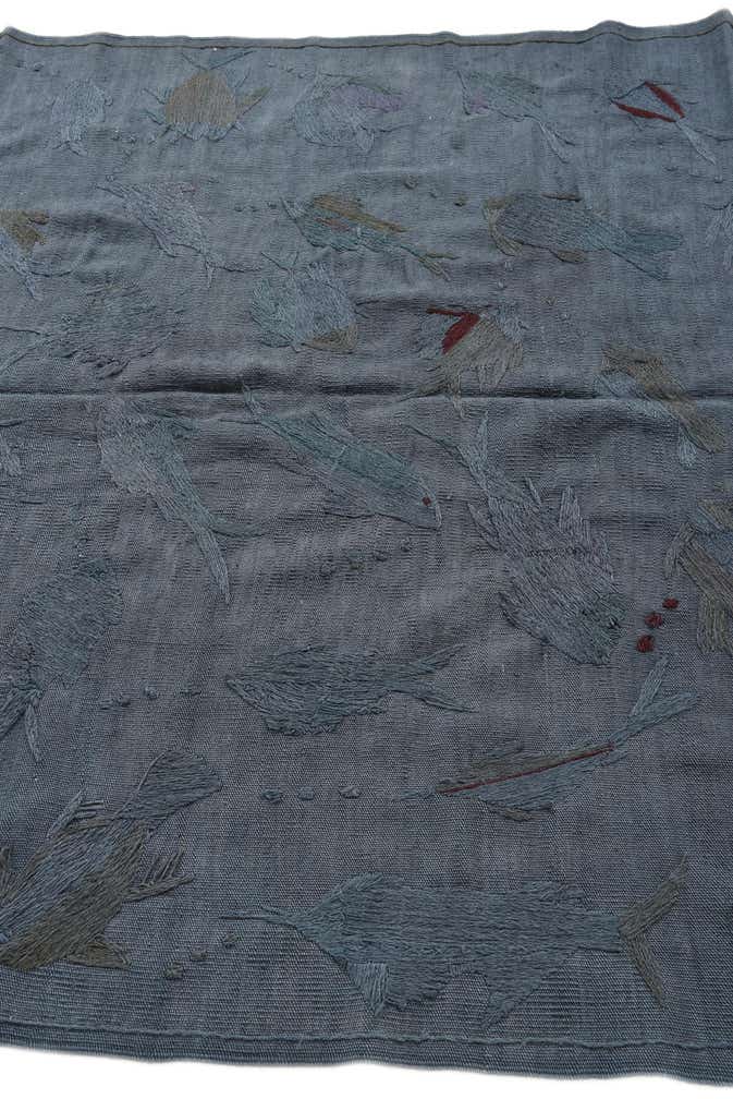 5' 1 x 6' 2 Hand Woven Kilim Suzani Wool Square Rug