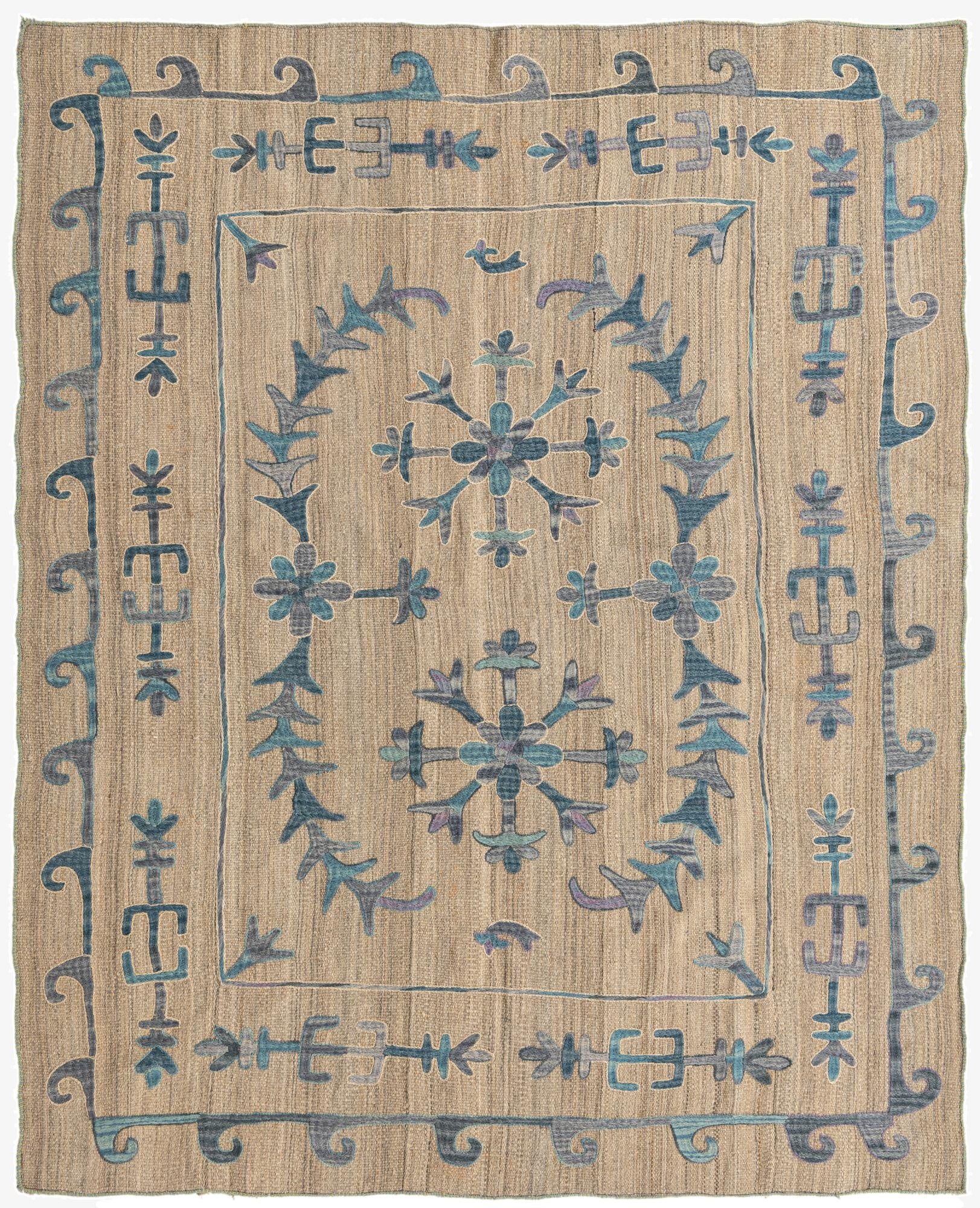 5' 10 x 7' 2  Hand Woven Kilim Suzani Wool Rug