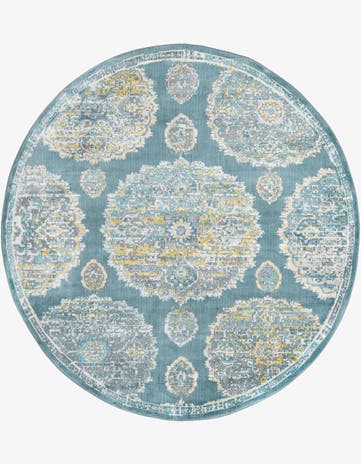 Gray and Blue Paragon Round Rug