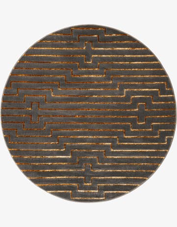 Gray and Gold Vogue Geo Round Rug