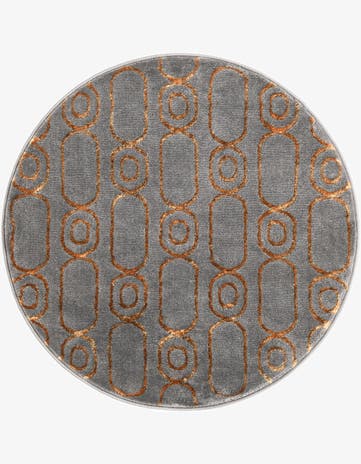 Gray and Gold Vogue Geo Round Rug