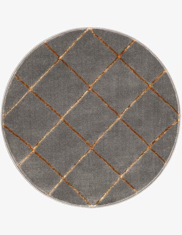 Gray and Gold Vogue Geo Round Rug