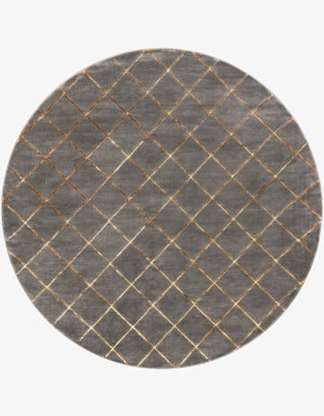 Gray and Gold Vogue Geo Round Rug