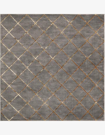 Gray and Gold Vogue Geo Square Rug