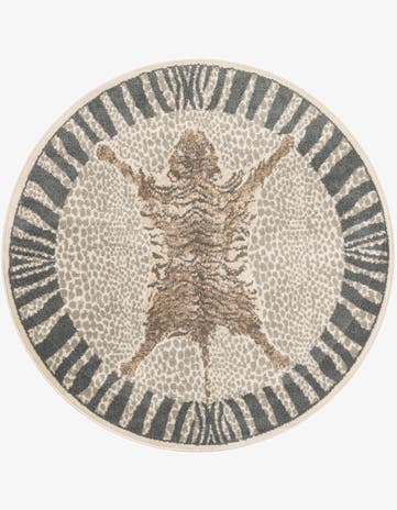 Gray and Ivory Savannah Round Rug