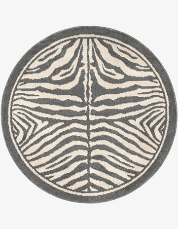 Gray and Ivory Savannah Round Rug