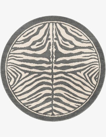 Gray and Ivory Savannah Round Rug