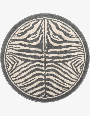 Gray and Ivory Savannah Round Rug