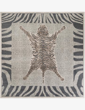 Gray and Ivory Safari Square Rug
