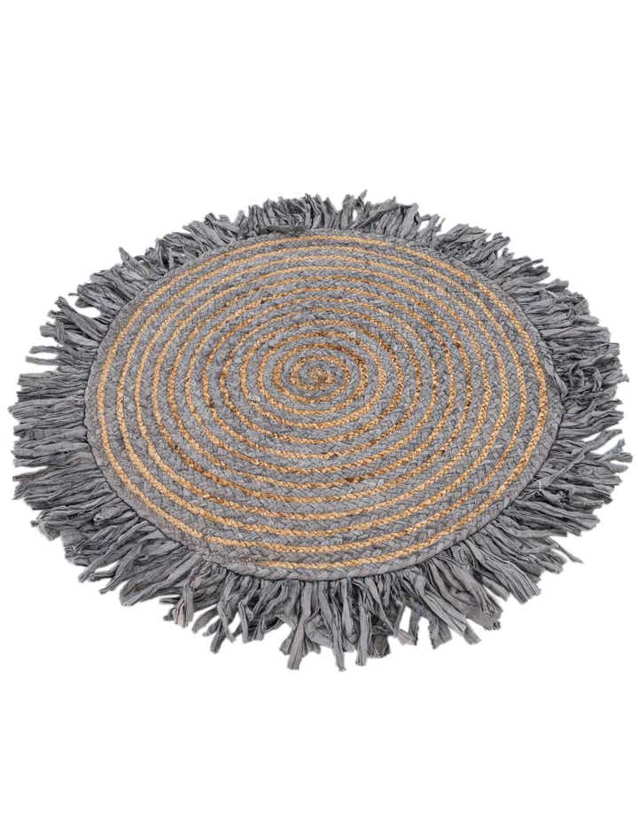 2' 4 x 2' 4 Hand Braided Chindi Jute Round Rug