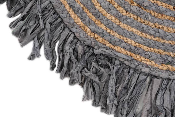 Detail image of 2' 4 x 2' 4 Hand Braided Chindi Jute Round Rug