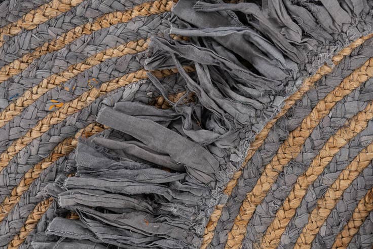 Detail image of 2' 4 x 2' 4 Hand Braided Chindi Jute Round Rug