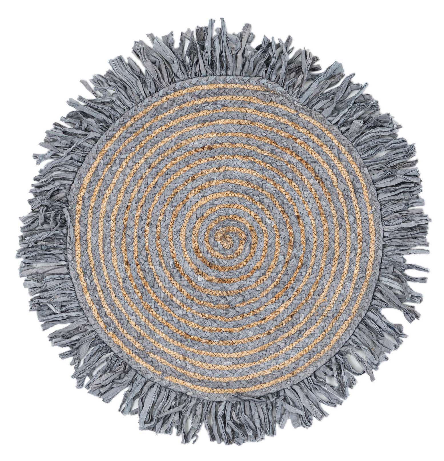 2' 4 x 2' 4 Hand Braided Chindi Jute Round Rug