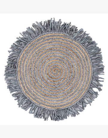 2' 4 x 2' 4 Hand Braided Chindi Jute Round Rug