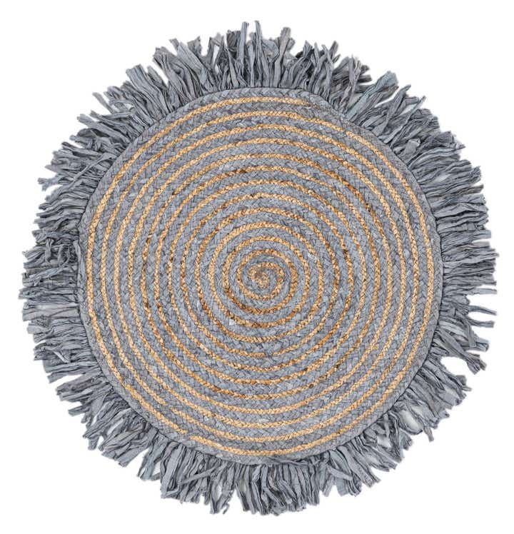2' 4 x 2' 4 Hand Braided Chindi Jute Round Rug