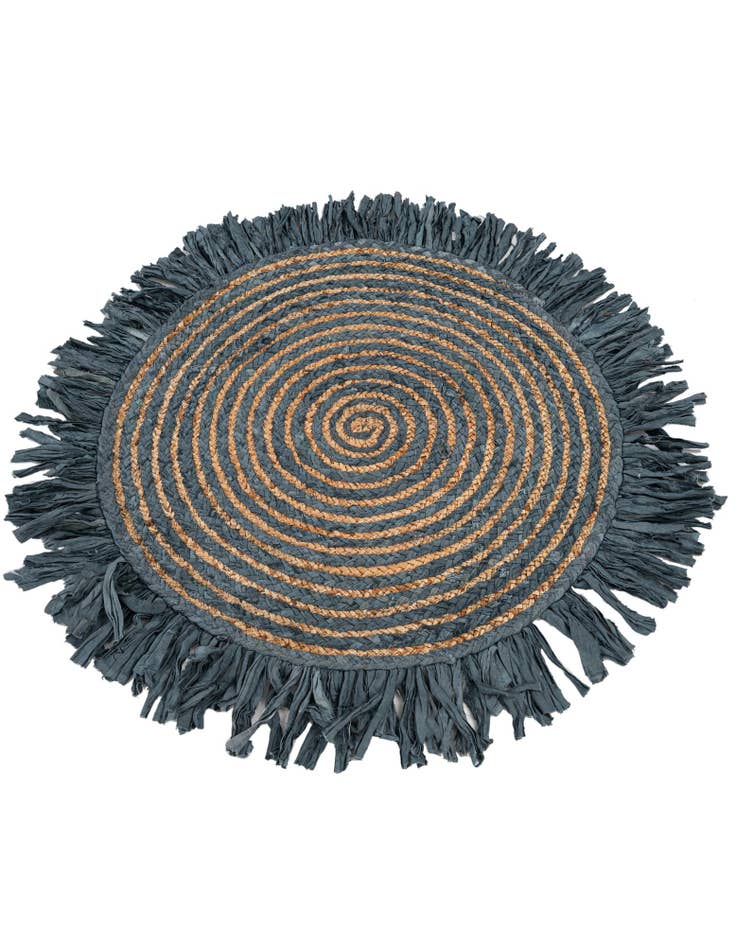 Detail image of 2' 4 x 2' 4 Hand Braided Chindi Jute Round Rug