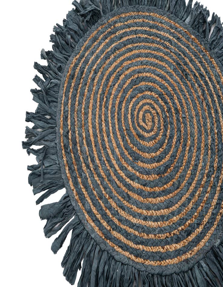 Detail image of 2' 4 x 2' 4 Hand Braided Chindi Jute Round Rug