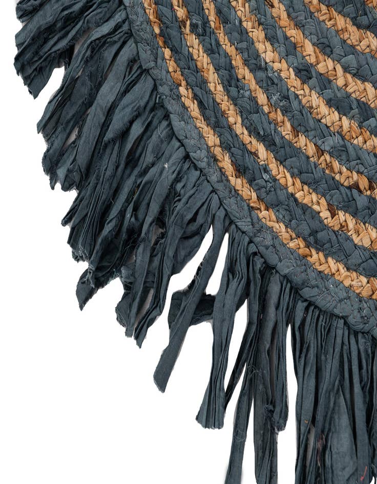 Detail image of 2' 4 x 2' 4 Hand Braided Chindi Jute Round Rug