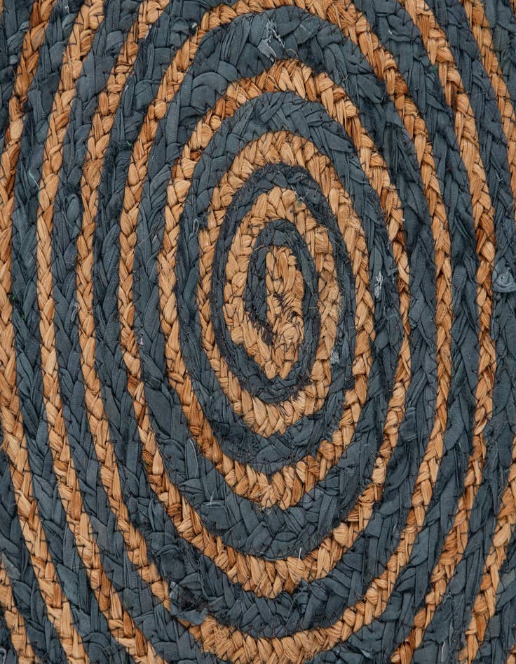 Detail image of 2' 4 x 2' 4 Hand Braided Chindi Jute Round Rug