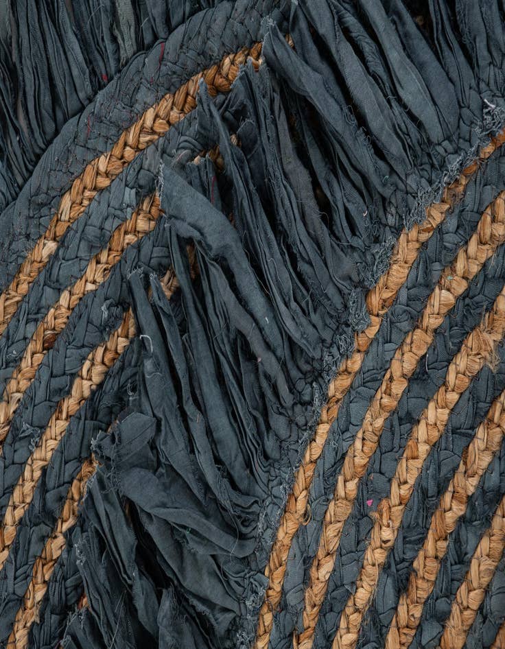 Detail image of 2' 4 x 2' 4 Hand Braided Chindi Jute Round Rug