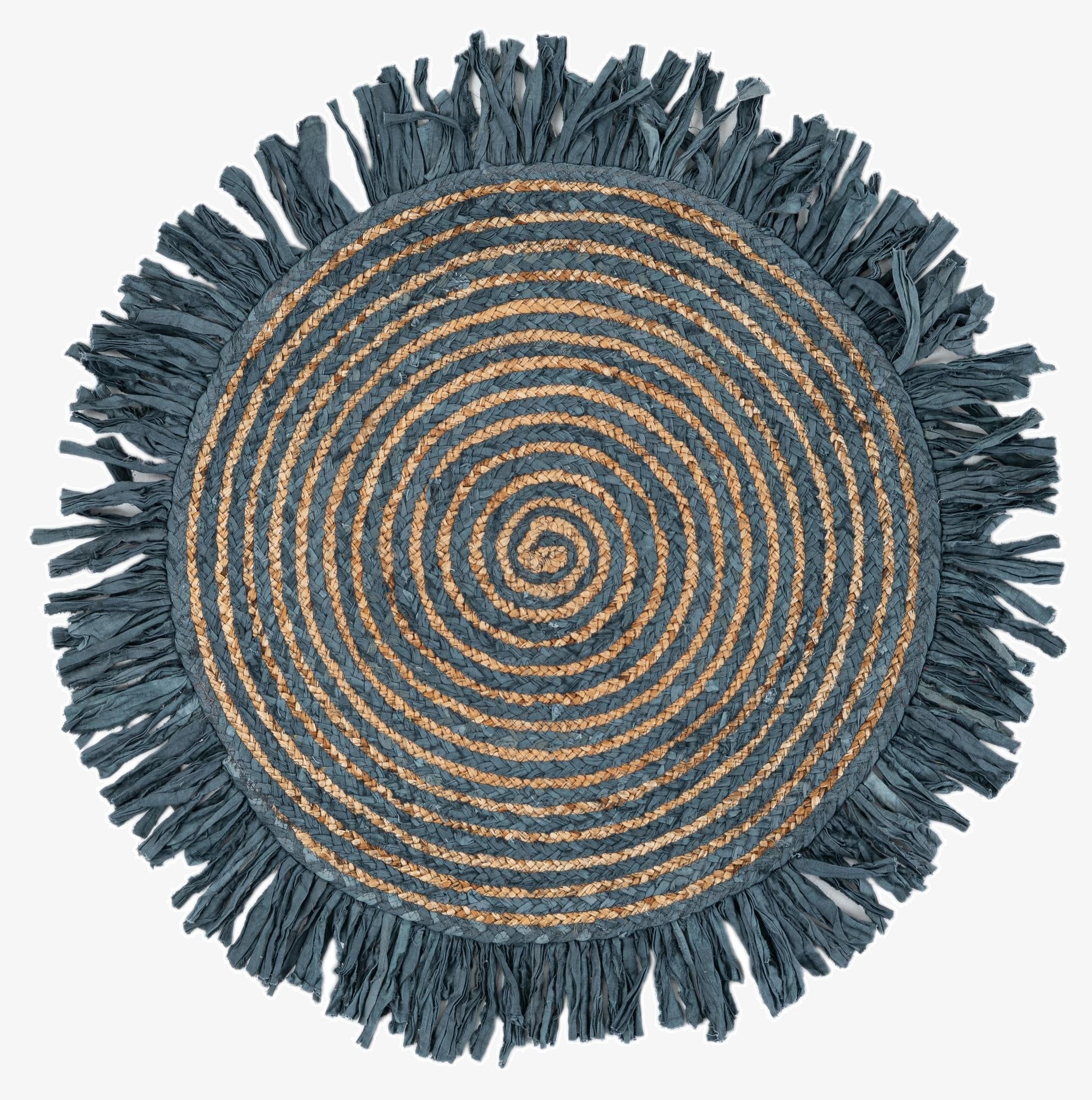 2' 4 x 2' 4  Hand Braided Chindi Jute Round Rug