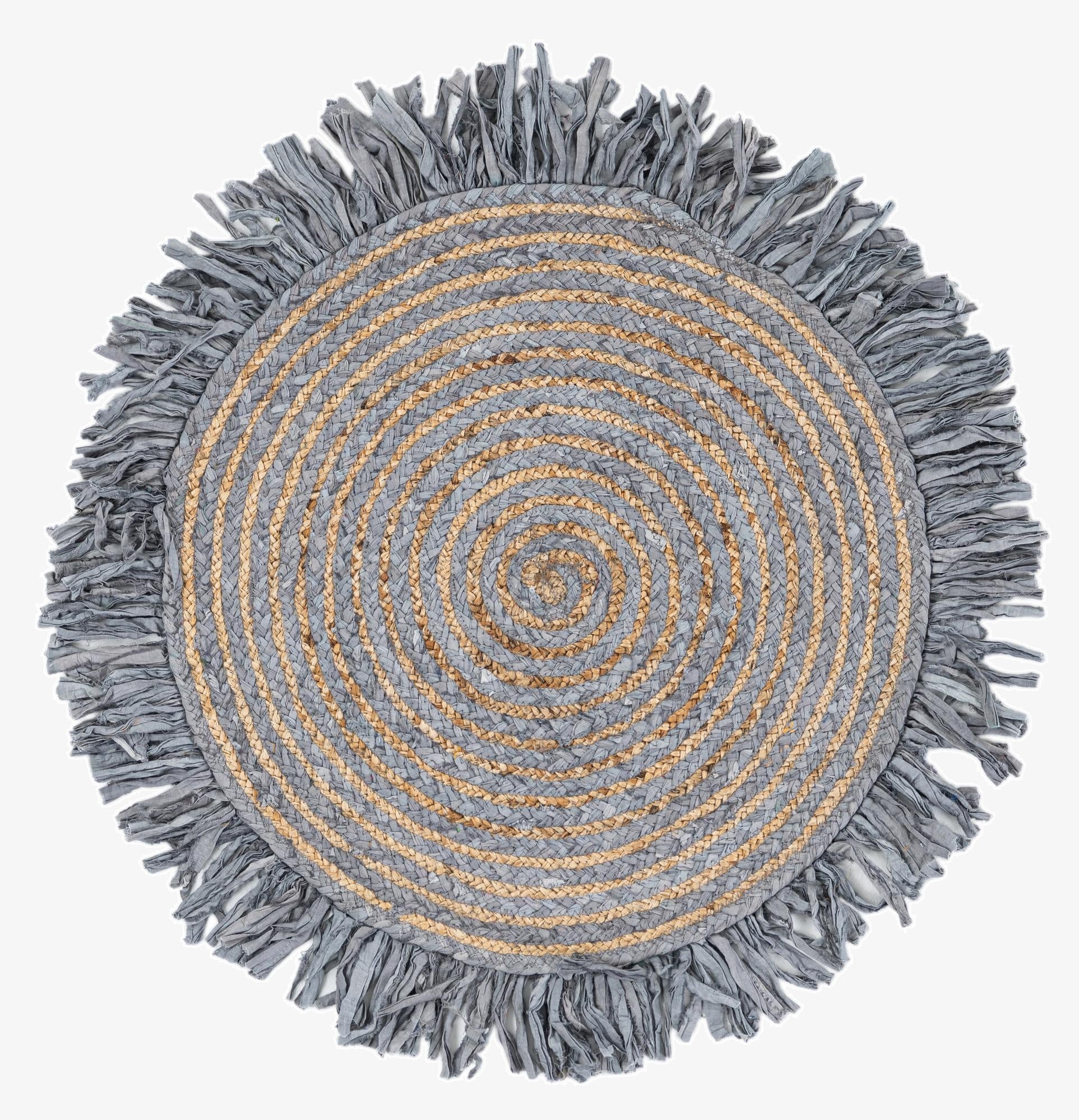 2' 4 x 2' 4  Hand Braided Chindi Jute Round Rug