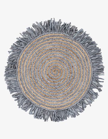 2' 4 x 2' 4 Hand Braided Chindi Jute Round Rug