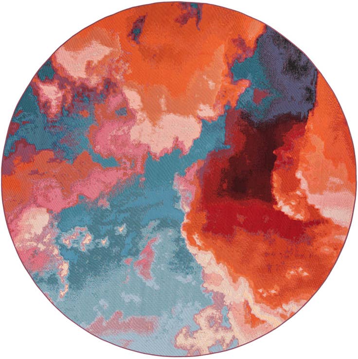 Detail image of 10' x 10' Easy-Clean Modern Indoor / Outdoor Round Rug
