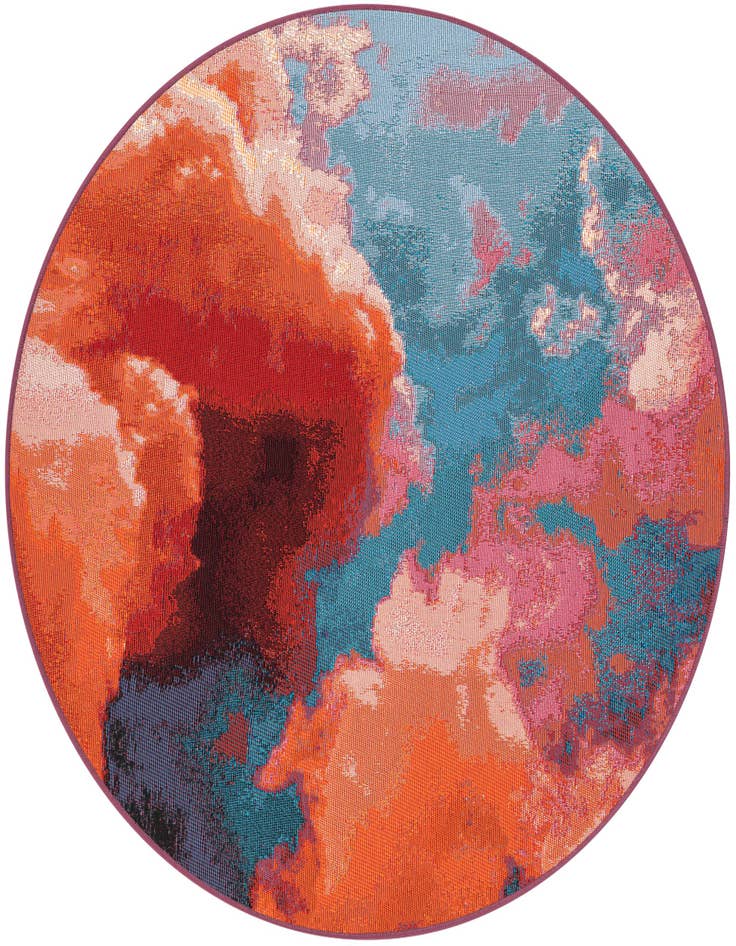 Detail image of 4' 1 x 4' 1 Easy-Clean Modern Indoor / Outdoor Round Rug